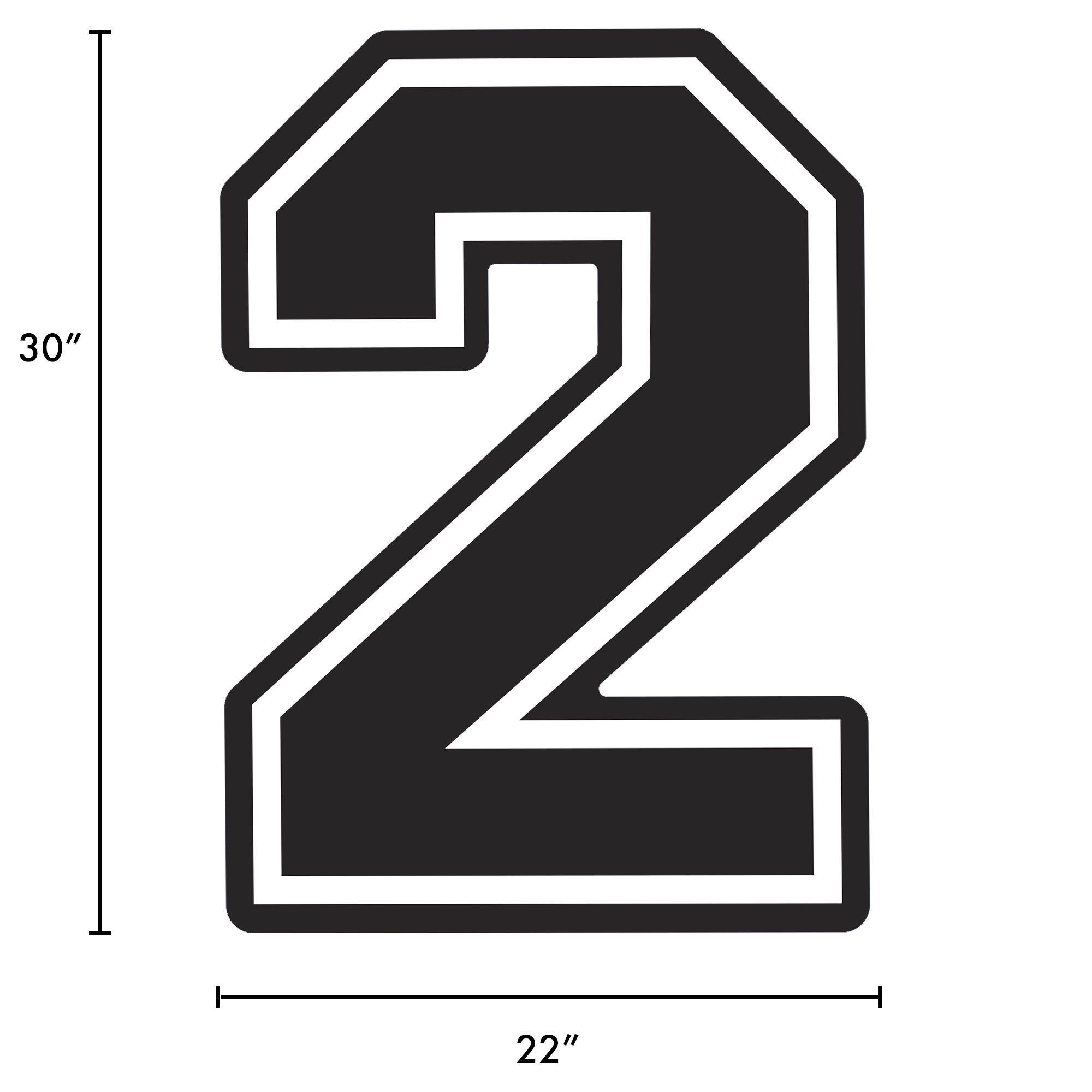 Black Collegiate Number (2) Corrugated Plastic Yard Sign, 30in